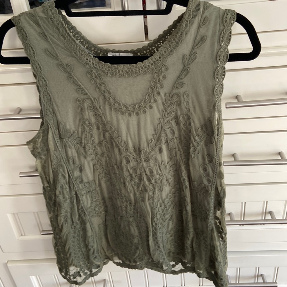 Lace- lined tank top